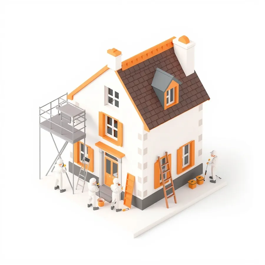 Travaux de peinture sur une maison à Lyon — illustration